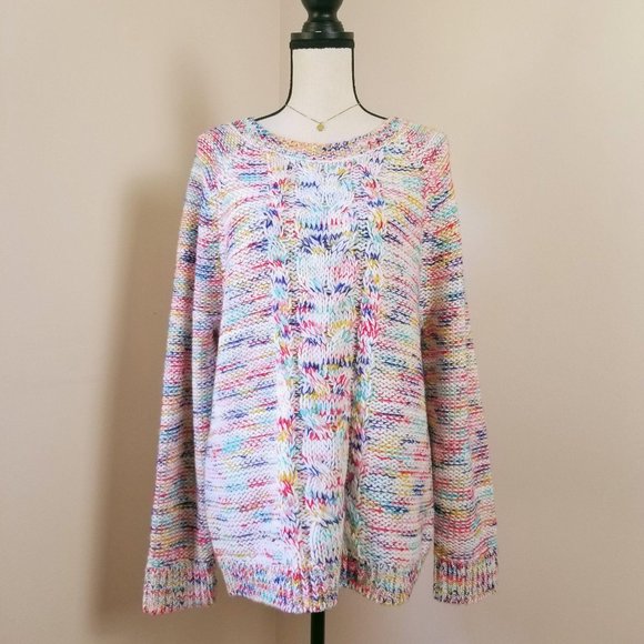 LOFT Sweaters - LOFT confetti chunky rainbow knit cozy sweater XL